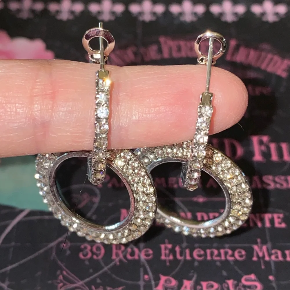 🔥HP🔥Sparkly Rose Gold Rhinestone Drop Earrings NEW - Picture 4 of 8